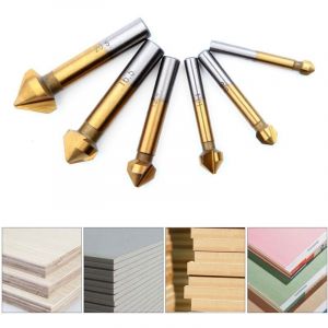 Fraise Conique Metal Bois,Foret Titane Metaux Chanfreiner HSS 90 Degr&eacute;s 6,3mm, 8,3mm，10,4mm, 12,4mm, 16,5mm, 20,5mm Fraise a Noyer