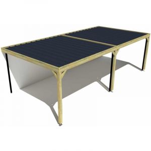 Carport bois &bull; 8m x 4m &bull; adoss&eacute;e &bull; sens largeur &bull; livraison comprise