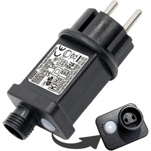 Clignoteur pour Guirlande 24V 6W AC Transformateur, 8 Modes Prise Guirlande Lumineuse avec Fonction Minuterie, &Eacute;tanche IP44 Adaptateur pour &Eacute;clairage