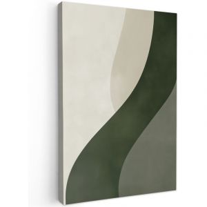 TABLEAU SUR TOILE Japandi - Vert - Abstrait - Moderne Tableaux Art D&eacute;coratif 80x120 cm