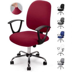Housse de chaise de bureau ((Rouge, 2pcs)), housse de chaise amovible, style minimaliste moderne universel, housse de chaise de bureau pivotante,