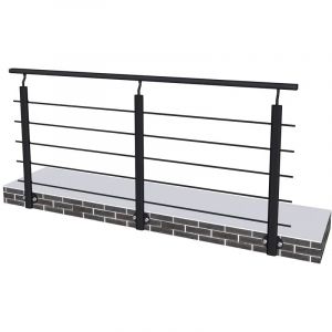 SANILAND Kit garde-corps balustrade en aluminium pr&ecirc;t &agrave; poser - 2m avec 5 barreaux, fixation lat&eacute;rale int&eacute;rieure et ext&eacute;rieure