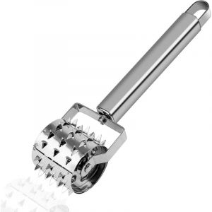 Outil pour attendrir la viande, maillet &agrave; viande en acier inoxydable argent&eacute;, attendrisseur &agrave; viande &agrave; rouleau, convient aux steaks, aux c&ocirc;telettes