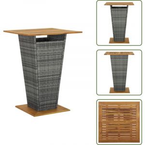 Table de bar Gris 80x80x110 cm R&eacute;sine tress&eacute;e et bois d'acacia - Table De Bar - Table De Jardin - Mobilier De Jardin - Table En R&eacute;sine Tress&eacute;e