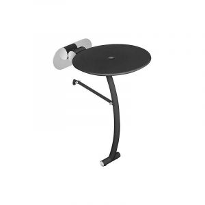 Strapontin Elida avec pied en inox/PE/HD, noir 320x500x390/130mm, avec fixation