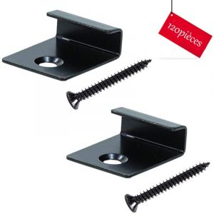 120 clips de terrasse composite, clip de fixation de démarrage caché avec vis autotaraudeuse, quincaillerie de bricolage en acier inoxydable (noir)