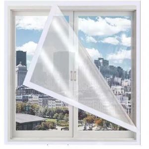 (150x150cm) Film isolant pour fen&ecirc;tre Anti Froid d'hiver D&eacute;coupe DIY Transparent et R&eacute;tractable de survitrage thermo Cover, r&eacute;utilisable