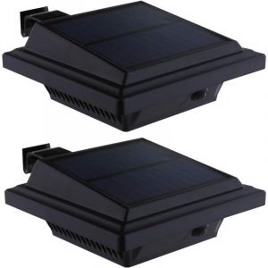 Lampe solaire pour goutti&egrave;re 40 LED Lampes solaires pour l'ext&eacute;rieur &Eacute;clairage de jardin noir Lumi&egrave;re solaire blanche froide, applique murale de