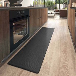 Tapis de cuisine - PVC imperm&eacute;able - Convient pour une utilisation en cuisine lors de la cuisson ou de la vaisselle - 1 feuille, noir, 441200,8 cm