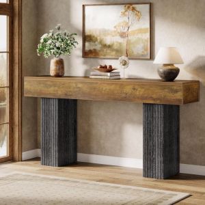 Tribesigns Table console longue de 160 cm de long, table de canap&eacute; de maison de campagne derri&egrave;re le canap&eacute;, grande table d'entr&eacute;e &eacute;troite pour le