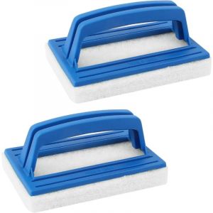 Lot de 2 brosses de nettoyage de piscine, brosses murales, brosses &eacute;ponges pour baignoire, brosses manuelles pour piscine (14,5 x 8,5 x 7 cm, bleu)