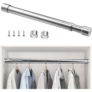 Largeight - Barre de Penderie Extensible en Acier Inoxydable 48cm à 80cm Tringle à Rideaux Télescopique Ajustable Tube de Penderie Extensible