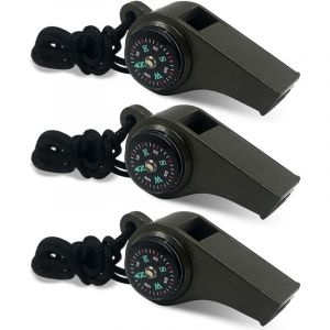 3 Pcs Boussole 3 in 1 avec sifflet et thermom&egrave;tre Mini Boussole de Poche pour la randonn&eacute;e en Plein air Camping Alpinisme Petit et l&eacute;ger en Plastique