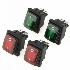 4Pcs Interrupteur à Bascule pour Bateaux, Interrupteur Etanche, Mini Interrupteur à Bascule de Type SPST ON-OFF Lampe Rouge Vert 4 Broches 2