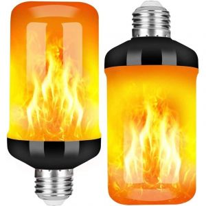 2Pcs Ampoule de Flamme E27, 5W led Ampoule Effet Flamme avec 4 Modes d'&eacute;clairage, Ampoules D&eacute;coratives Int&eacute;rieur Ext&eacute;rieur pour No&euml;l, f&ecirc;te de Mariage