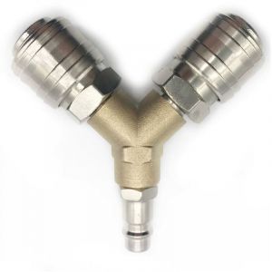 Raccord pour compresseur,Distributeur d'air Comprim&eacute;, Raccord dair Comprim&eacute; 1/4 Connecteur d'air Comprim&eacute; 3 voies &agrave; d&eacute;gagement rapide avec