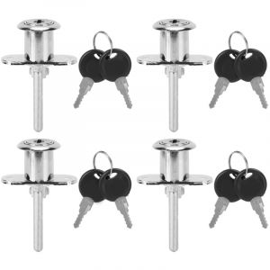 4 Pi&egrave;ces Serrure de Tiroir de Bureau Serrure de Meuble &agrave; Cylindre avec Cl&eacute;s Serrure &agrave; Came en Alliage de Zinc pour Armoires de Porte Bo&icirc;tes Aux