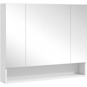 Kleankin - Armoire miroir salle de bain 3 portes 5 étagères, niche - 90 x 15 x 75 cm - blanc
