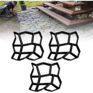 Beijiyi - Lot de 3 moules &agrave; pav&eacute;s d.i.y - 43 x 43 x 4 cm - Pour b&eacute;ton, trottoir, pav&eacute;s, dalles de terrasse