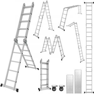 Randaco 7 in 1 Echelle pliante articul&eacute;e 5.8m, echafaudage multifonction, ecarteur de mur, escabeau, 2 plaques plateforme de travail