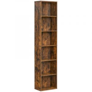 Biblioth&egrave;que &eacute;tag&egrave;re de rangement 6 niveaux meuble cube pour salon bureau chambre style scandinave 40 x 24 x 1785 cm marron rustique