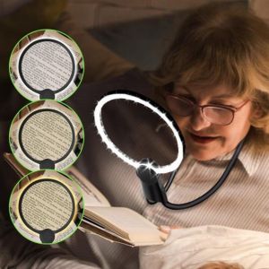 Loupe de Lecture Main Libre, Loupe Mains Libres avec Lumi&egrave;re, Loupe de Page pour Malvoyant 3 en 1, col de Cygne Flexible,Aide &agrave; la Lecture pour