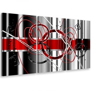 Hxadeco - Tableau triptyque abstrait rouge variation - 90x60 cm