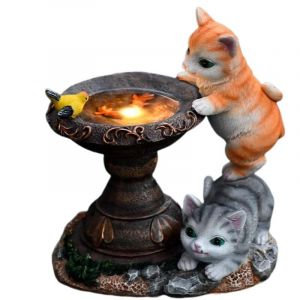 Jardin ext&eacute;rieur de lumi&egrave;res solaires de chat, statue de jardin de chat Statues de sculpture de papillon de chat d&eacute;cor ext&eacute;rieur Lampes solaires
