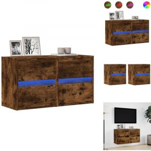 Vidaxl - Meubles tv muraux et lumi&egrave;res led 2 pcs ch&ecirc;ne fum&eacute; 41x31x45 cm - Meuble tv Mural - Meubles tv Muraux - Meuble tv Suspendu Au Mur - Meuble tv