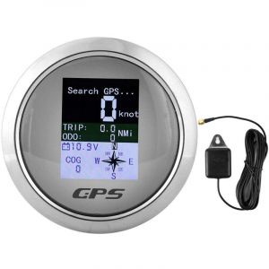 Compteur de vitesse GPS marin l&eacute;ger, compteur de vitesse automatique de bateau en acier inoxydable de 85 mm compteur de vitesse num&eacute;rique &eacute;tanche,