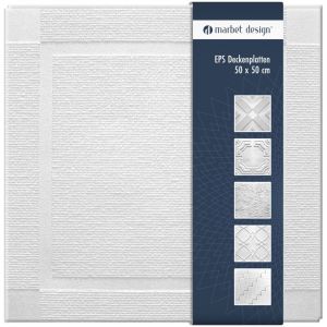 Marbet Design dalles plafond polystyr&egrave;ne EPS blanc 30 d&eacute;cors diff&eacute;rents 50x50cm paquet &eacute;conomique: Atlanta, 2 m&sup2; / 8 panneaux