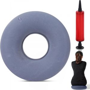 Coussin de si&egrave;ge, anneau d'assise apr&egrave;s op&eacute;ration, coussin de coccyx, gonflable, avec pompe, coussin donut pour soulager les douleurs au coccyx (gris)
