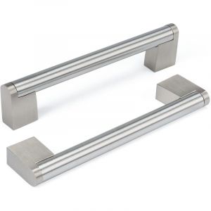 Lot de 10 Poignee de Meuble Cuisine Inox Poign&eacute;e de Porte Poign&eacute;e Cuisine Nickel Bross&eacute; en Acier Inoxydable Entraxe 128mm