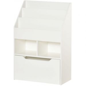 Biblioth&egrave;que enfant 3 tiroirs-3 casiers-2 niches-&eacute;tag&egrave;re rangement chambre ou salle de jeu-blanc-60x29,9x90cm