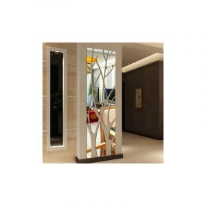 Linghhang - Miroir 3D Sticker Mural Amovible Sticker Mural Art Sticker Mural pour la Maison Salon Chambre Décoration (100x28cm Argent)