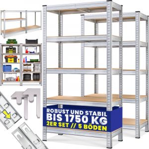 Deuba - monzana® Étagère charge lourde 4/5 niveaux Étagère métallique modulable Meuble de rangement garage atelier cave 2x 5 étagères - 180x90x40cm