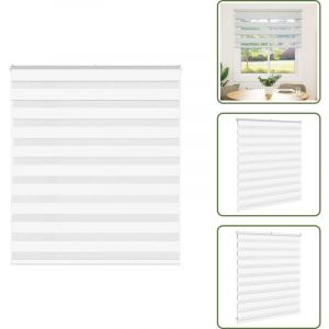 Vidaxl - Store z&egrave;bre blanc 125x100 cm largeur du tissu 120,9cm polyester - Store Z&eacute;br&eacute; - Stores Z&eacute;br&eacute;s - Store &agrave; Enrouleur Z&eacute;br&eacute; - Double Store &agrave;