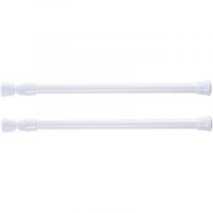 Lot de 2 tringles à rideau de douche télescopiques, sans perçage, pour douche, baignoire, armoire, blanc, largeur 40-70 cm