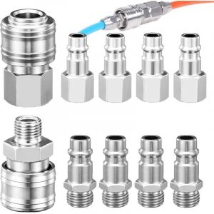 10 Pi&egrave;ces 1/4"BSP Raccord Rapide Europ&eacute;en, Raccords de Compresseur, Raccord d'Air 1/4 Pouce, Raccord Pneumatique, Raccord de Compresseur pour Tuyau