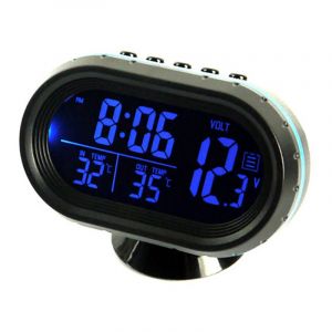 Ahlsen Moniteur d'alarme d'horloge de voltmètre de thermomètre numérique de voiture, indicateur de température de congélation de tension d'horloge de