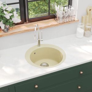 Maisonchic - vier de cuisine, Lavabo, Vasque Granit Seul lavabo Rond Beige FR739263 design in