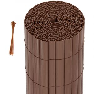 TolleTour Canisse en PVC jardin balcon terrasse &ndash; Brise-vue et brise-vent, stable et facile &agrave; couper Marron 120 x 500cm