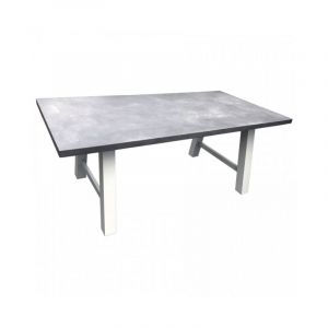 Abitare - Table d'exterieur 200x100 cm en aluminium blanc avec plateau en résine à effet ciment - Amatrice