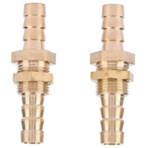 Raccord Tetine Arriv Gaz,2 pices Tuyau Barb En Laiton Cloison Raccord de Tuyau Coupleur Connecteur Adaptateur(8mm) - Ej.life