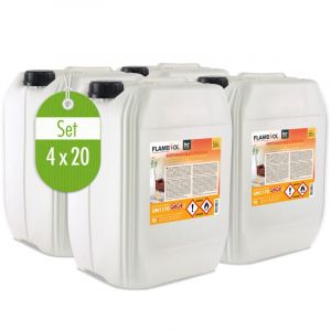 Höfer Chemie 4 x 20 l (80 litres) Bioéthanol 96,6% Premium - pour Foyer à éthanol, cheminée de Table à éthanol et cheminée au bioéthanol