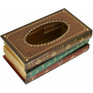 Ensoleille - Bo&icirc;te pour Mouchoirs, Forme Europ&eacute;enne Retro Livre Tissu Bo&icirc;te en Bois Mouchoir Distributeur De Serviette Bo&icirc;te De Rangement Articles De