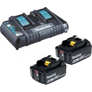 Makita - 2x BL1840B batterie 4,0 Ah 18V Li-Ion + DC18RD chargeur double rapide - DC18RD-BL1840-2x