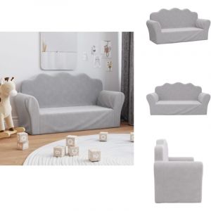 Canap&eacute; pour enfants 2 places gris clair peluche douce - Canape Enfant - Canap&eacute; B&eacute;b&eacute; - Mobilier Enfant - Fauteuil Enfant - Lit Enfant