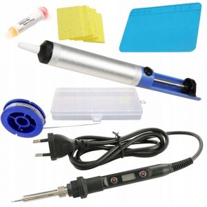 Fer &agrave; souder pr&eacute;cis avec &eacute;cran Rosfix Orange Corso 80W OC80W S&eacute;rie Electric S + Tapis 200x300 + &Eacute;tain 0,8 10g + Aspirateur + Organisateur en