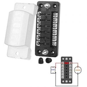 boitier fusible 12v auto 6 voies boite fusible pour ATO/ATC 1-20A fusible DC32 V M5 connecteur à vis porte-fusible avec fusible(6 voies sans pôle